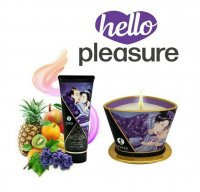 Shunga Kissable Massage Cream & Candle Gift Set - Exotic Fruits
