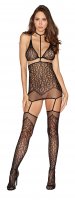 Dreamgirl O/S Patterened Lace Garter Dress With Removeable Bralette 0290